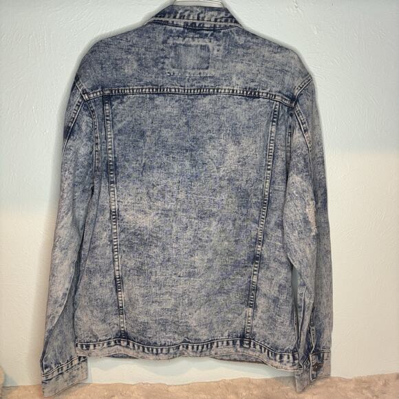 Rolling Paper Men's Acid Washed Distressed Jean Jacket Size Large‎ - Picture 3 of 9